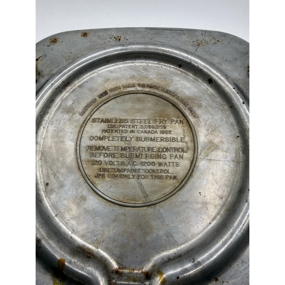 Vtg Sears Electric Stainless Steel Fry Pan w/ Broiler‎ Lid, Power Adapter & Rack